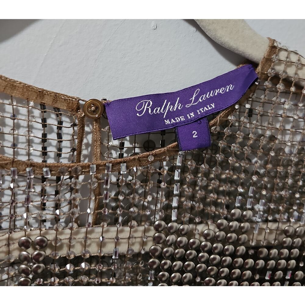 Ralph Lauren Purple Label Maritza Blouse Mesh Studs Jewels Womens 2 Rhinestones - Picture 8 of 16
